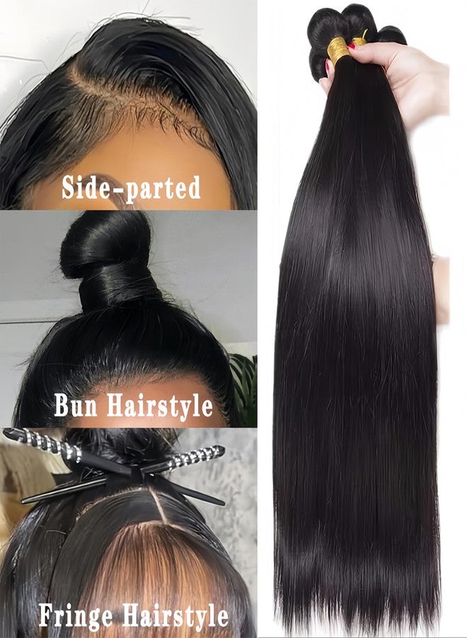 كالياريتا حزم شعر بشري مستقيمة بأطوال 8، 10، 12، و14 بوصة، برازيلي، 4 حزم، شعر بشري طبيعي 100% غير معالج، شعر ريمي بكر للنساء ذوات البشرة السمراء، لون أسود طبيعي. - Image 5